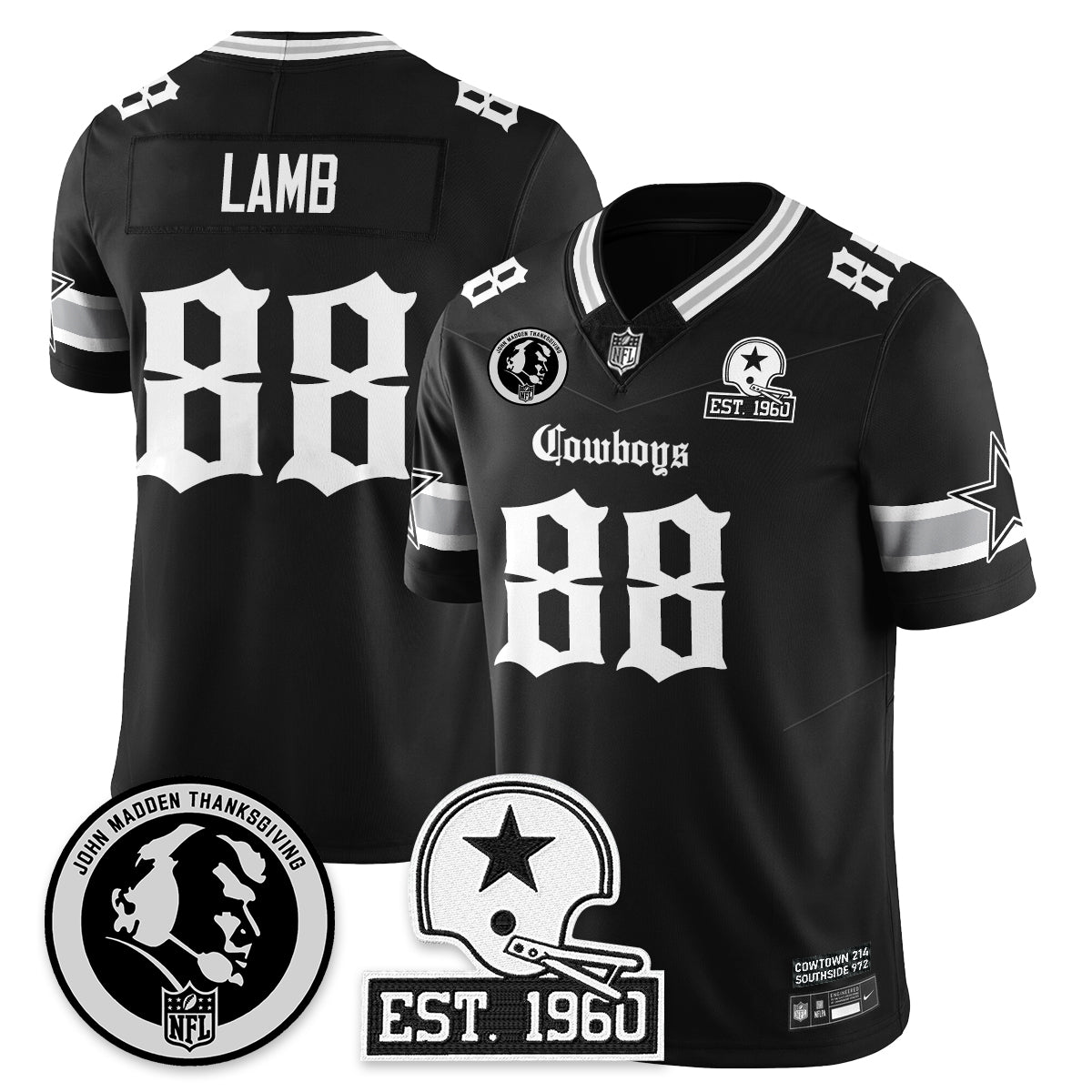 DAL Gothic Vapor Limited Jersey - John Madden Patch - All Stitched