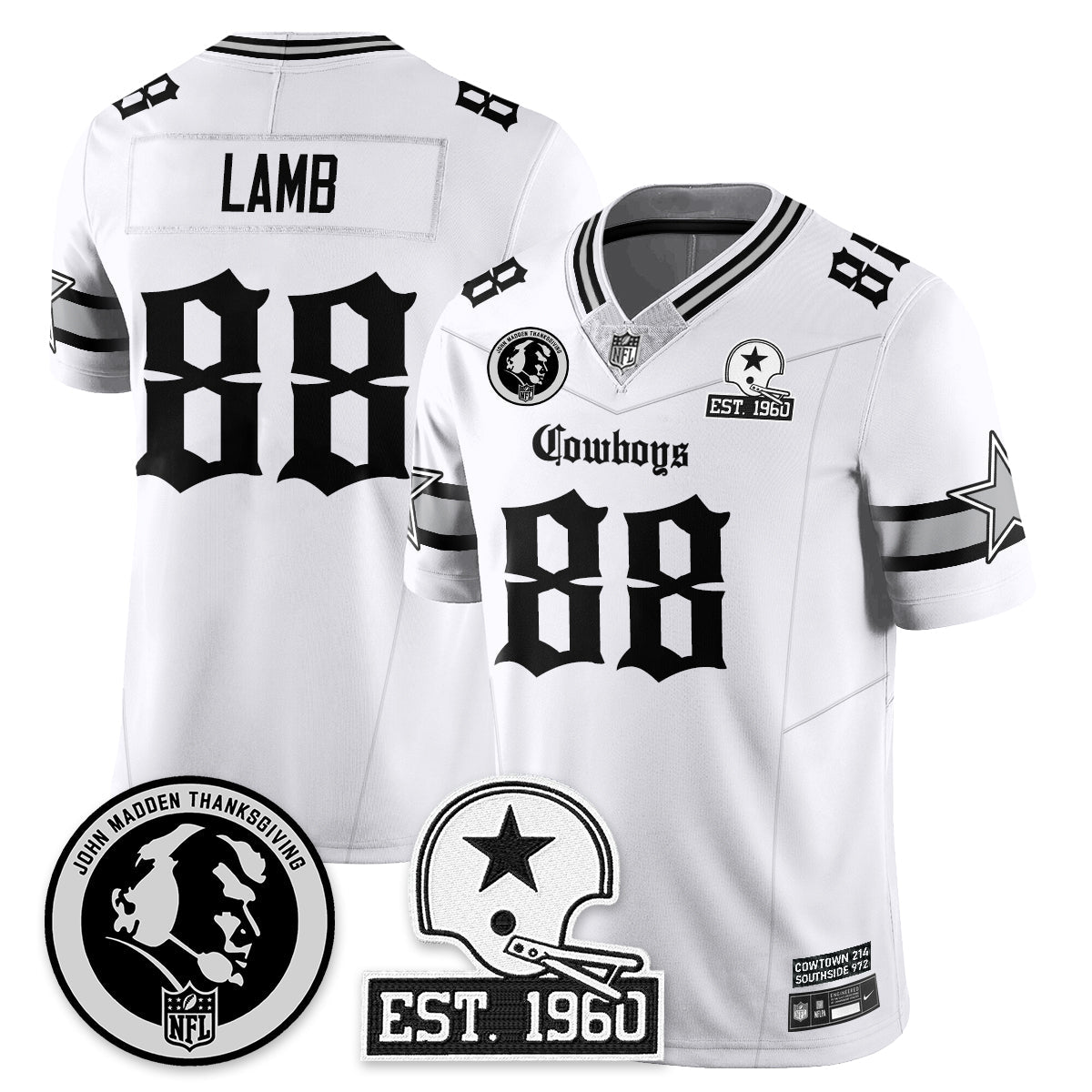 DAL Gothic Vapor Limited Jersey - John Madden Patch - All Stitched