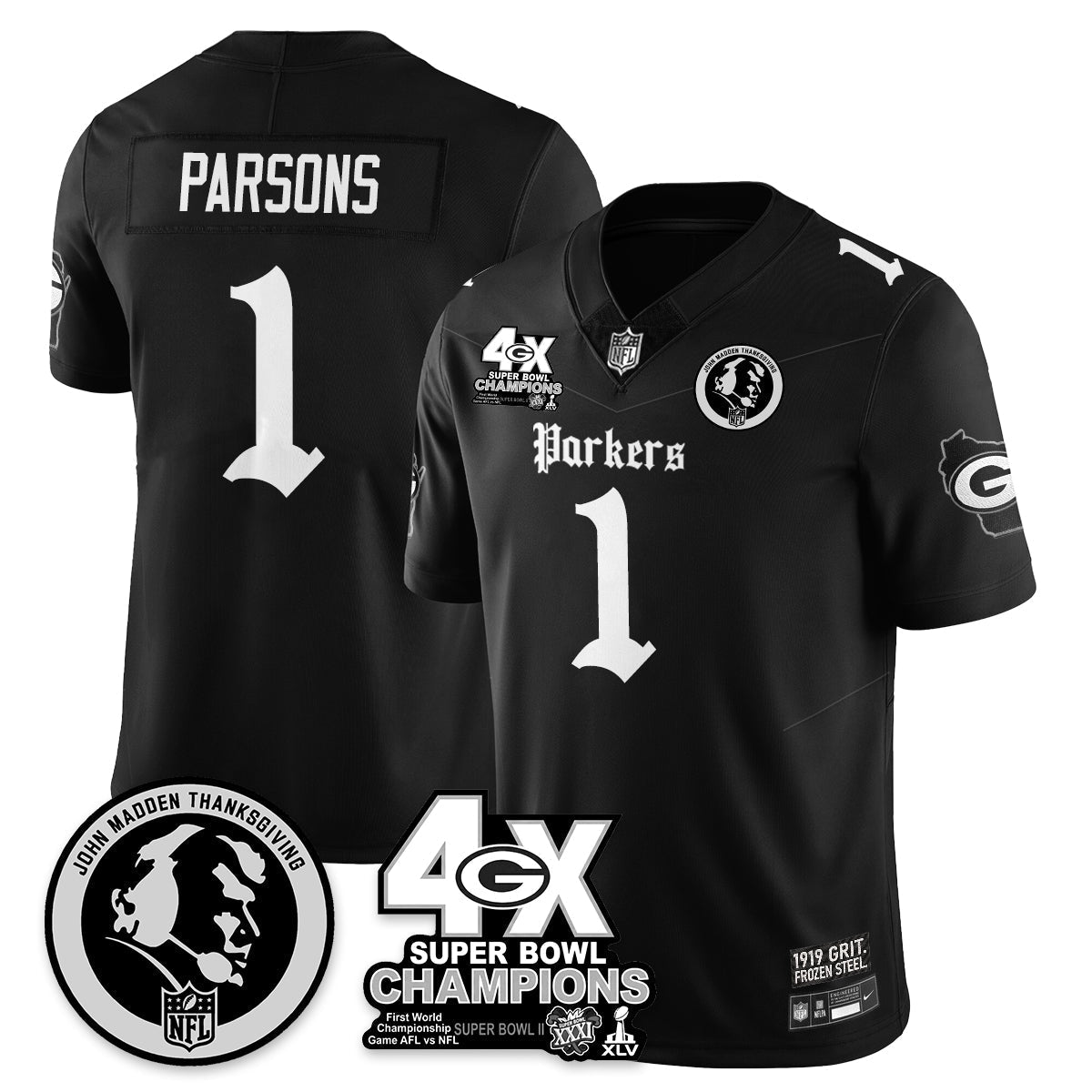 GB Gothic Vapor Limited Jersey - John Madden Patch - All Stitched