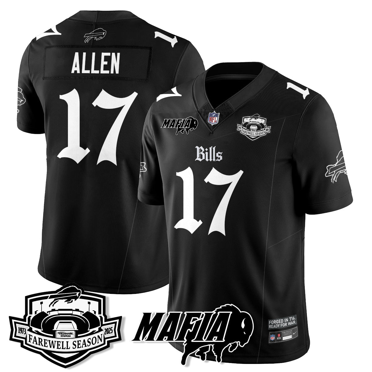 BUF Mafia Gothic Vapor Limited Jersey - Farewell Highmark Patch - All Stitched