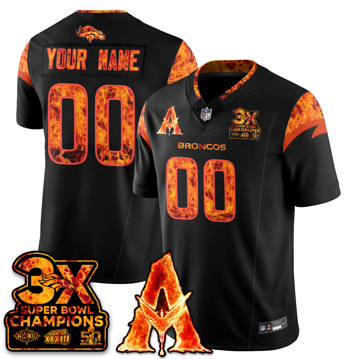 Custom DEN x Avatar 3 Fire and Ash Jersey - All Stitched