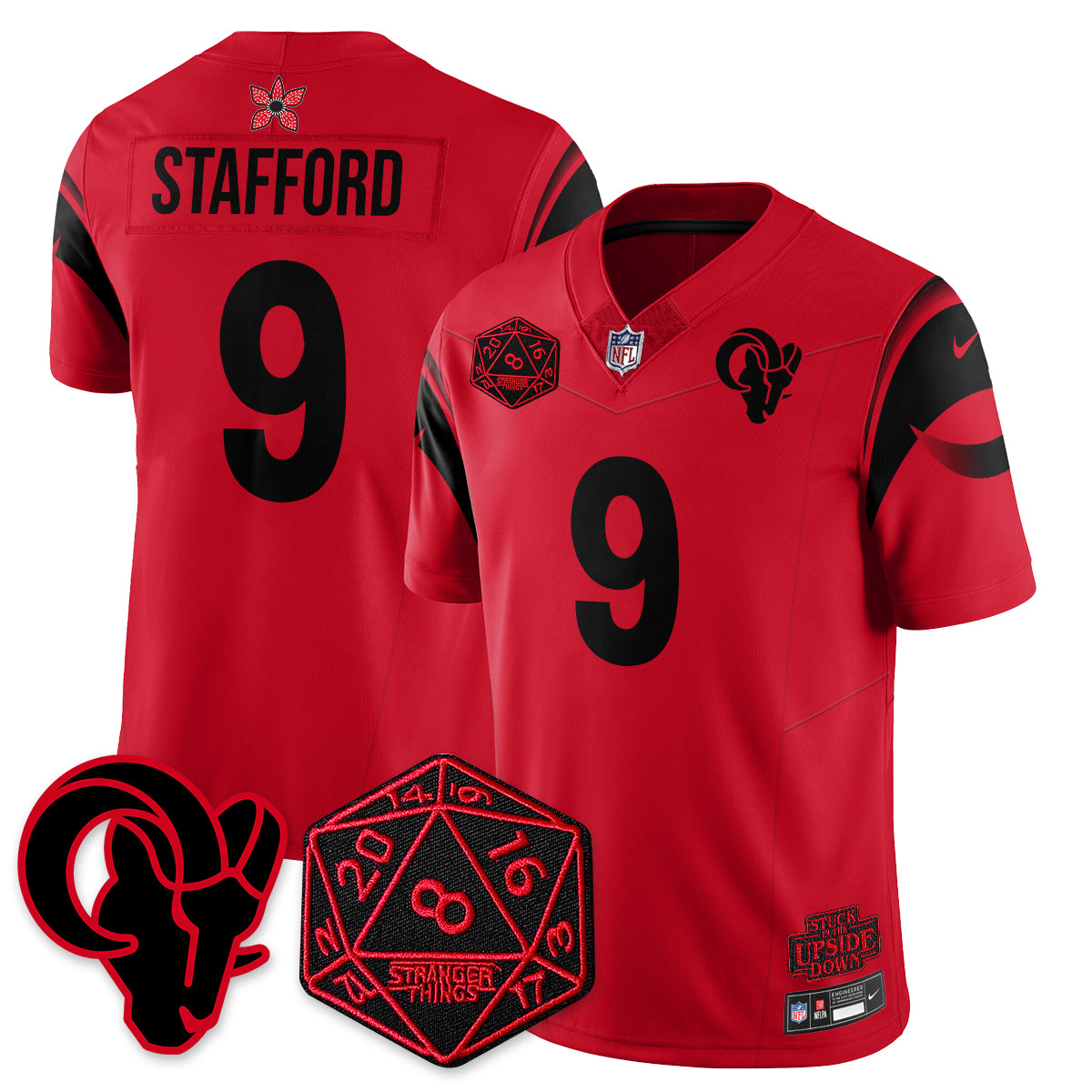 Los Angeles Rams Stranger Things Vapor Limited Jersey - All Stitched