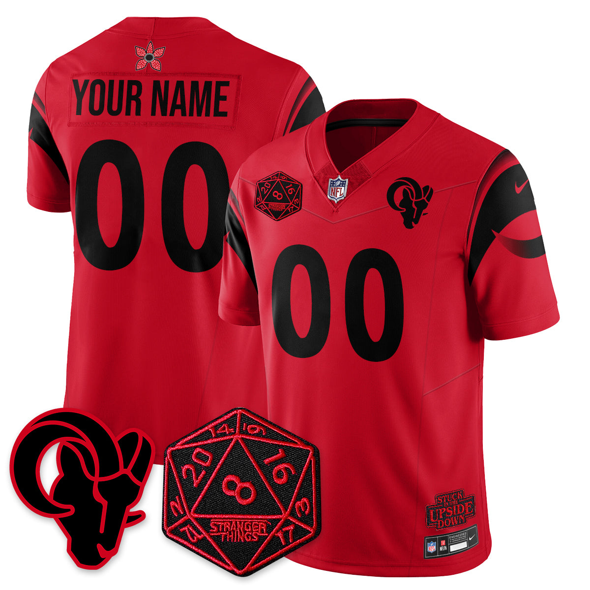 Los Angeles Rams Stranger Things Vapor Limited Jersey - All Stitched