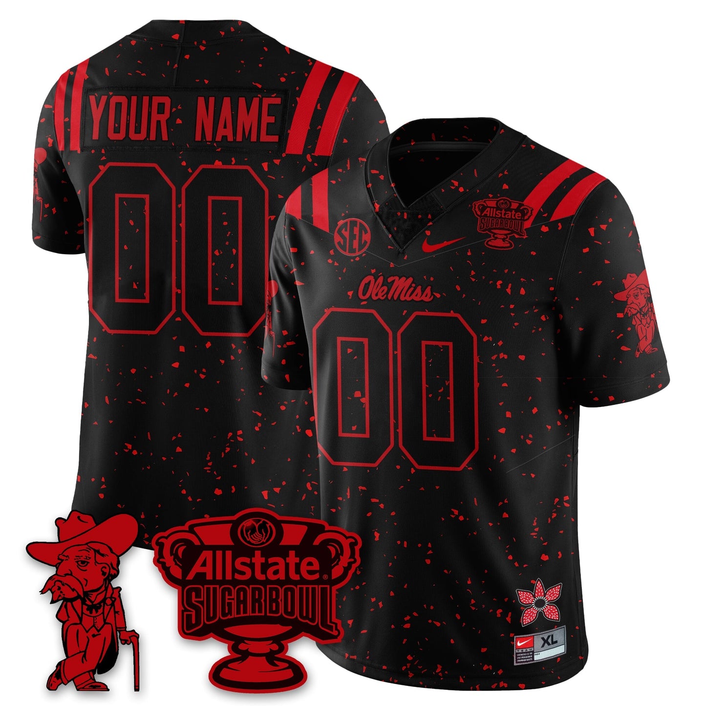 Custom OMR 2025 Sugar Bowl 'Stranger Things Edition' Vapor Limited Football Jersey - All Stitched