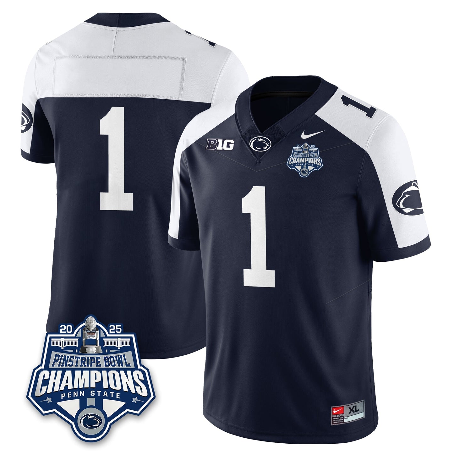 PSU Football 2025 Pinstripe Bowl Champions Jersey - All Stitched