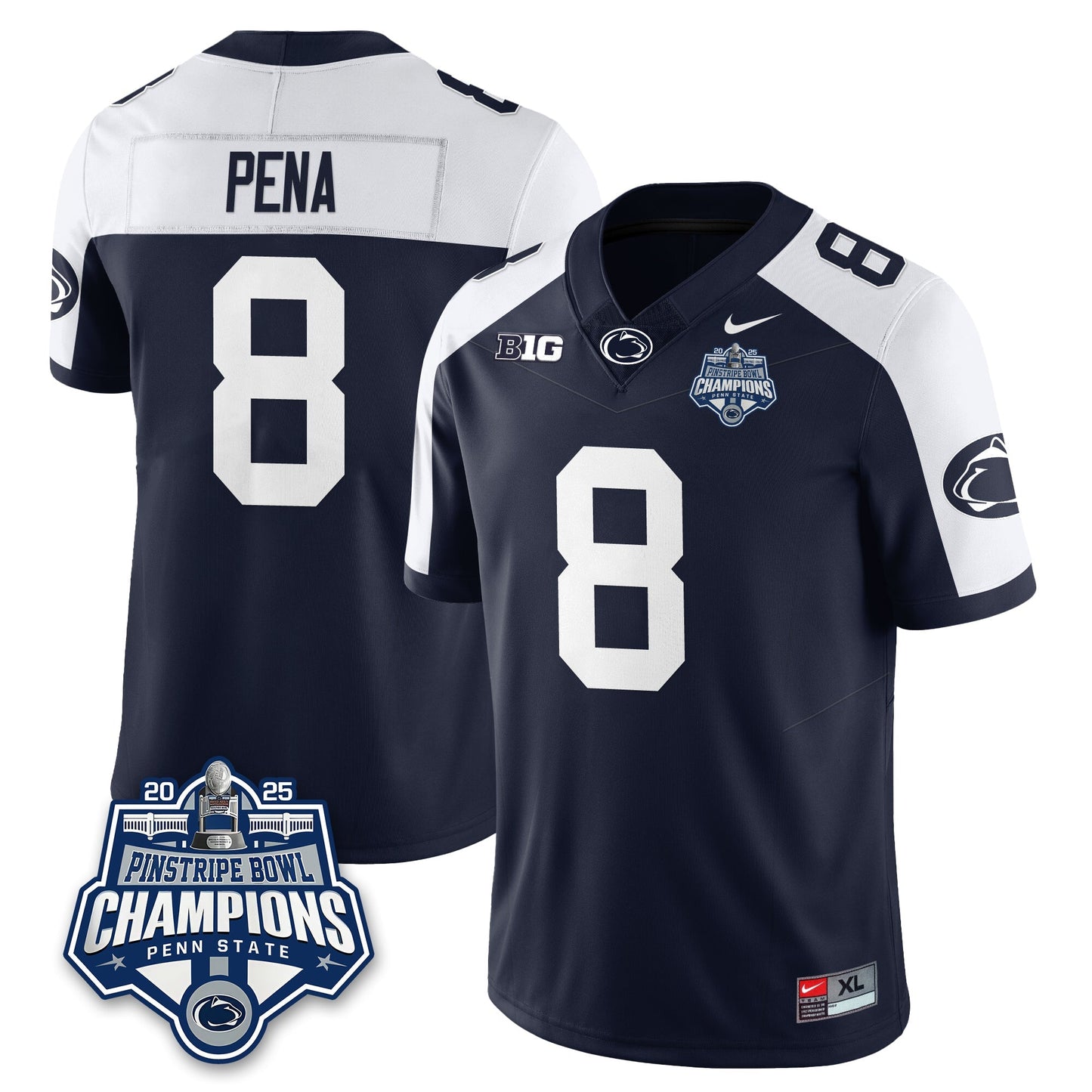 PSU Football 2025 Pinstripe Bowl Champions Jersey - All Stitched