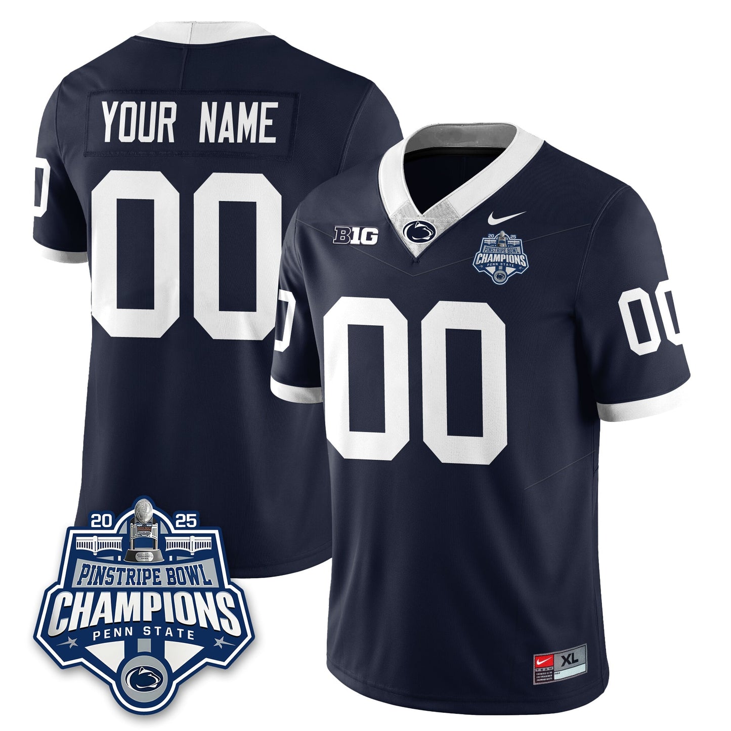 PSU Football 2025 Pinstripe Bowl Champions Jersey - All Stitched