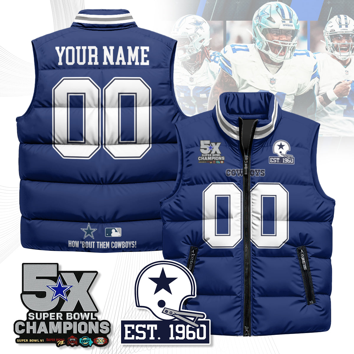 DAL 5-Time Champions Unisex Puffer Vest