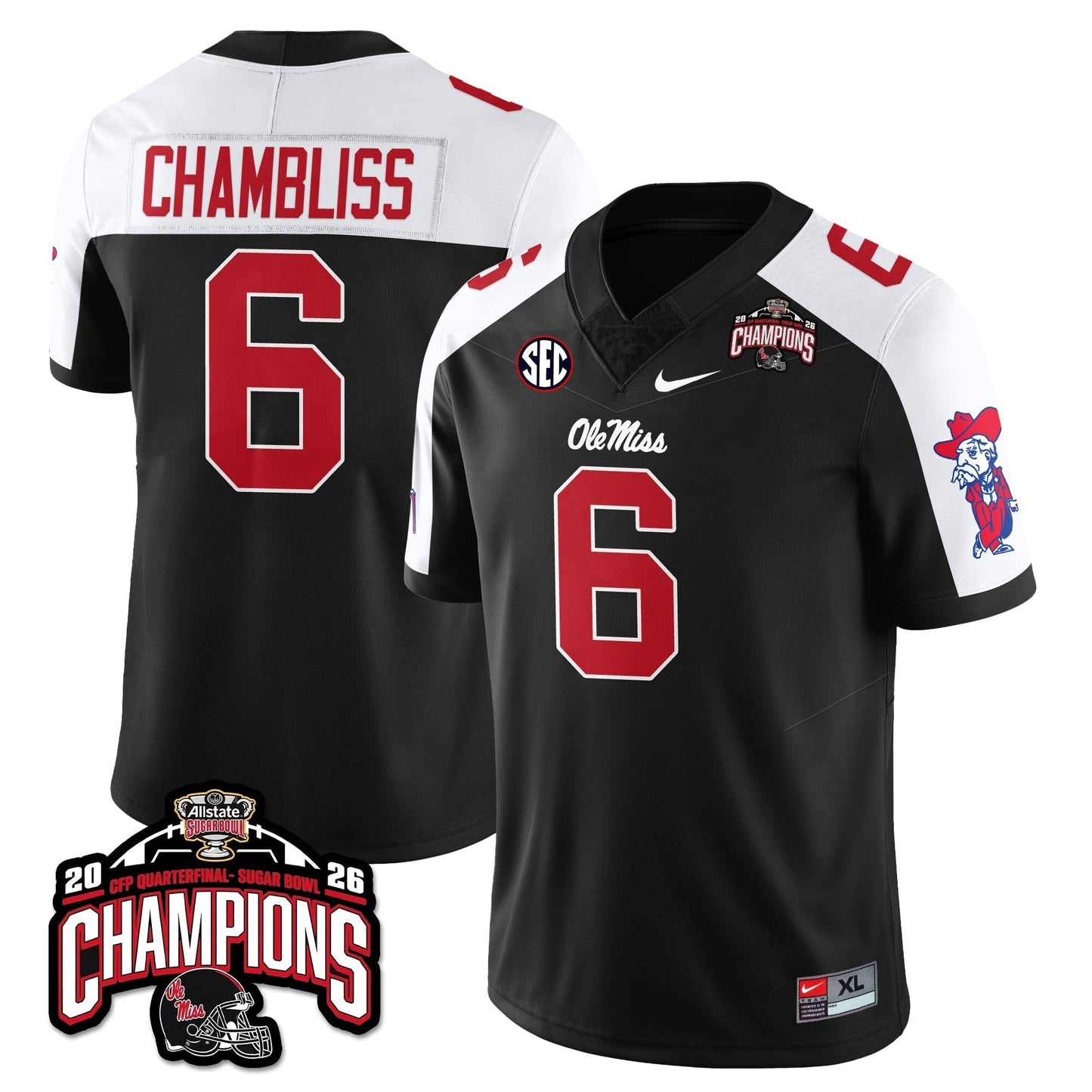 Ole Miss Football Vapor Limited Jersey - Allstate Sugar Bowl Champions - All Stitched