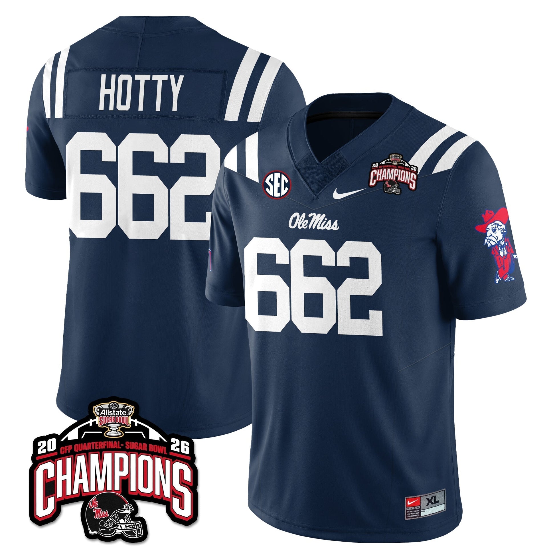 Ole Miss Football Vapor Limited Jersey - Allstate Sugar Bowl Champions - All Stitched