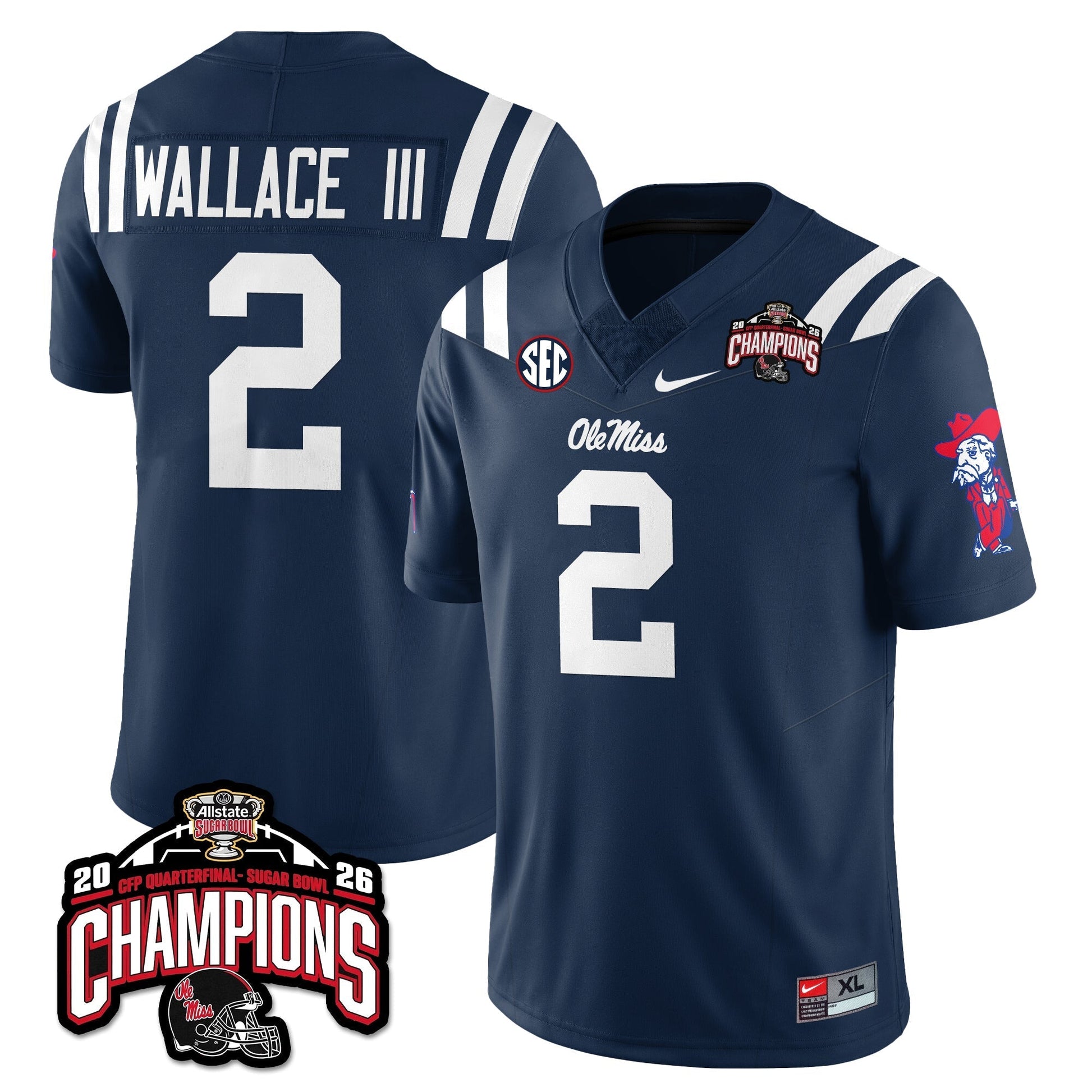 Ole Miss Football Vapor Limited Jersey - Allstate Sugar Bowl Champions - All Stitched