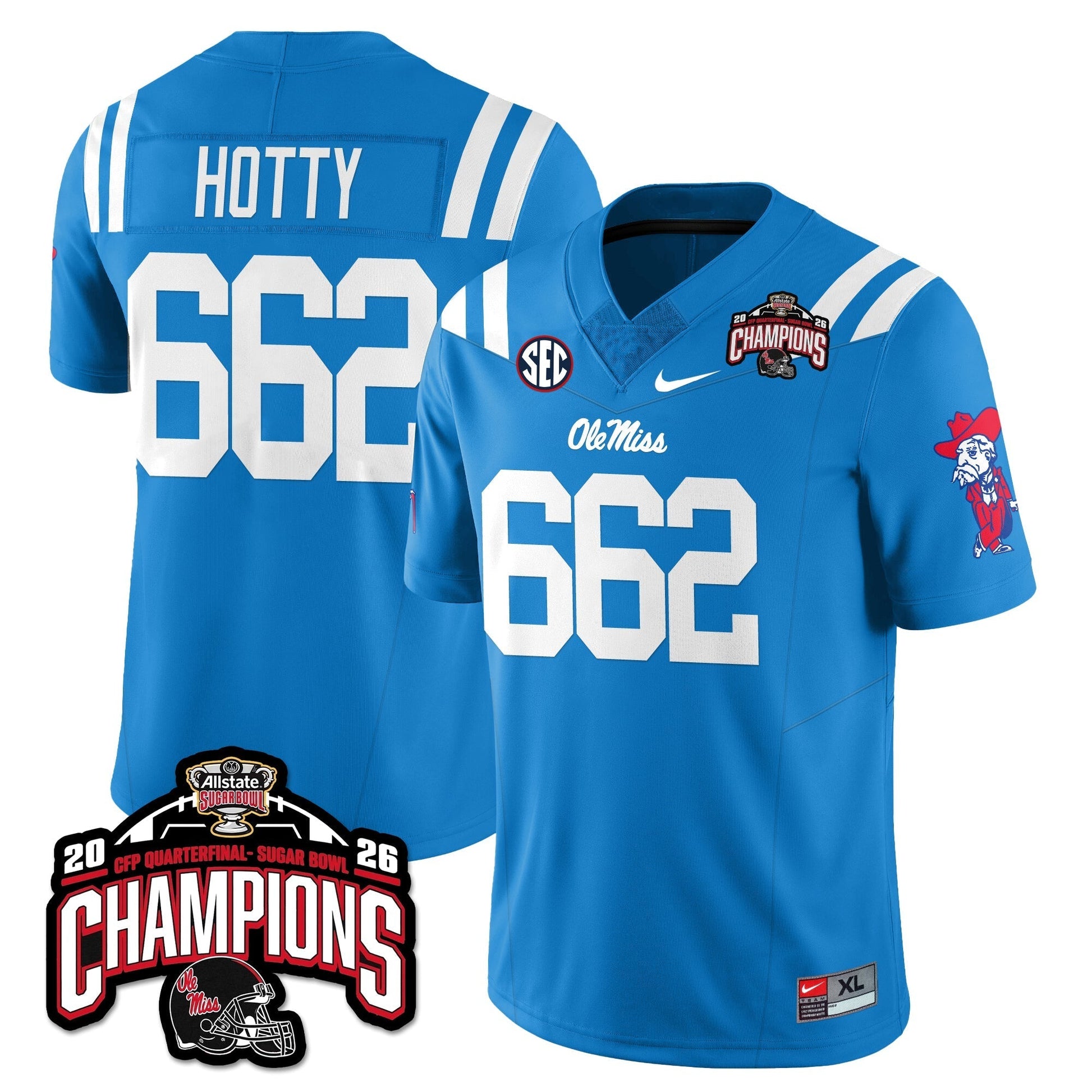Ole Miss Football Vapor Limited Jersey - Allstate Sugar Bowl Champions - All Stitched