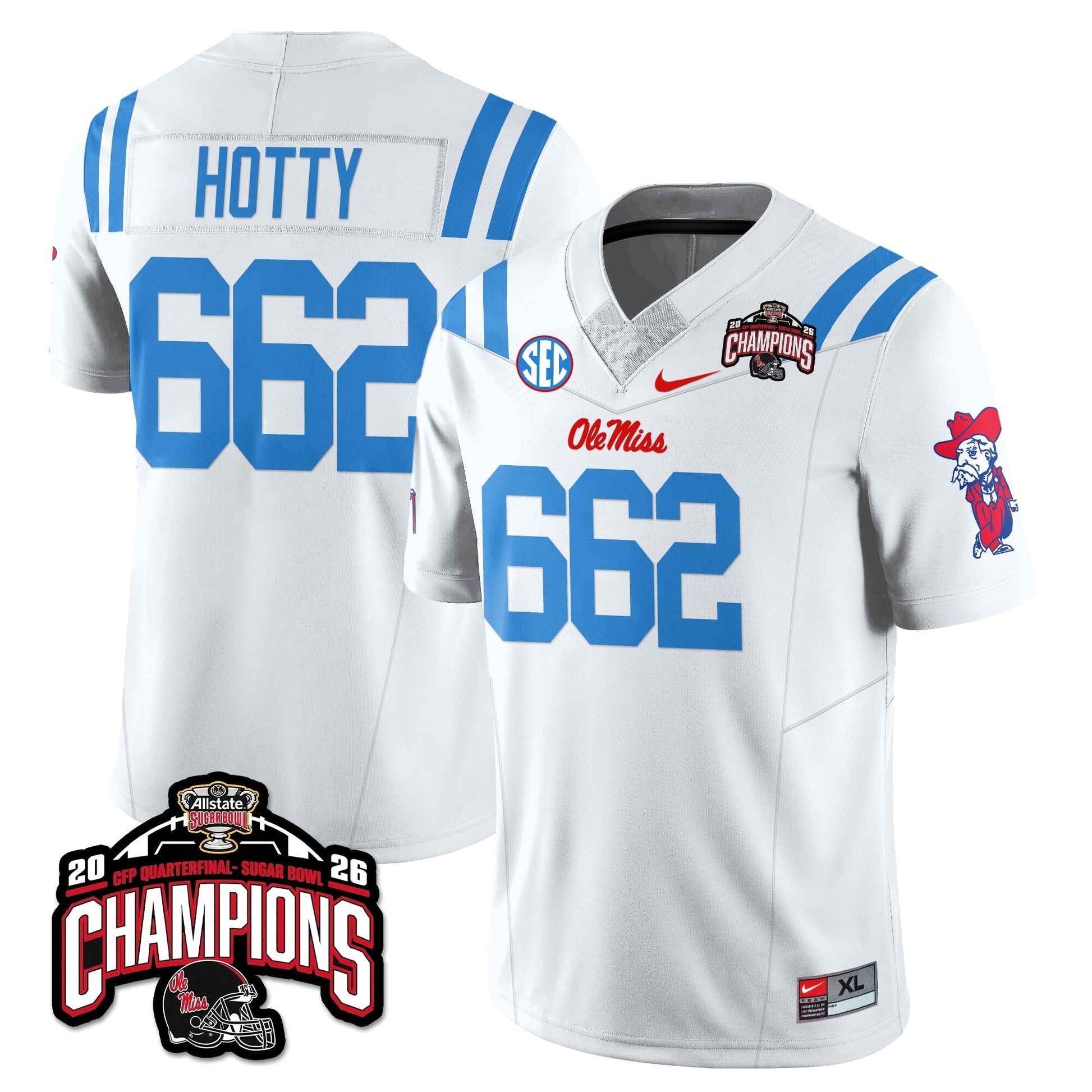 Ole Miss Football Vapor Limited Jersey - Allstate Sugar Bowl Champions - All Stitched