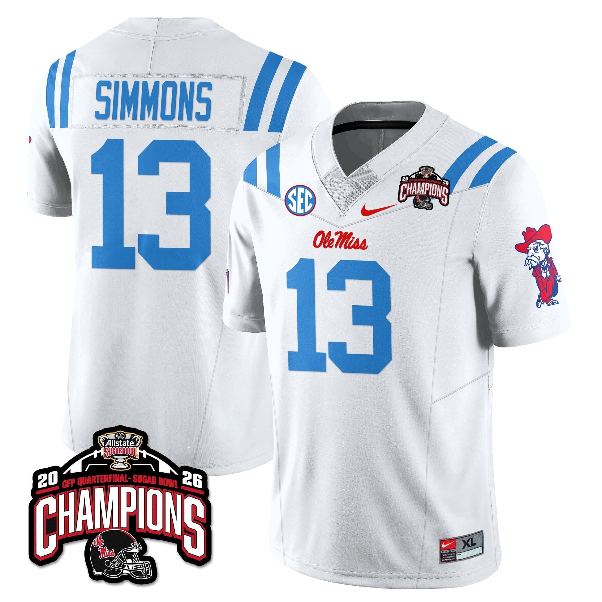 Ole Miss Football Vapor Limited Jersey - Allstate Sugar Bowl Champions - All Stitched