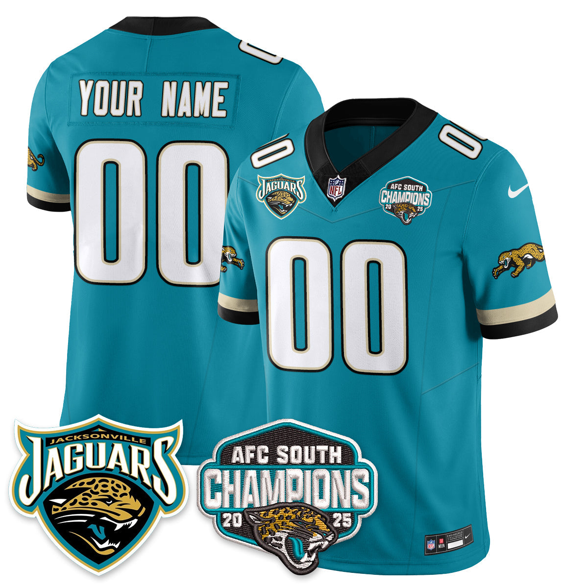 Custom DET AFC South Division Champions Vapor Limited Throwback Jersey - All Stitched