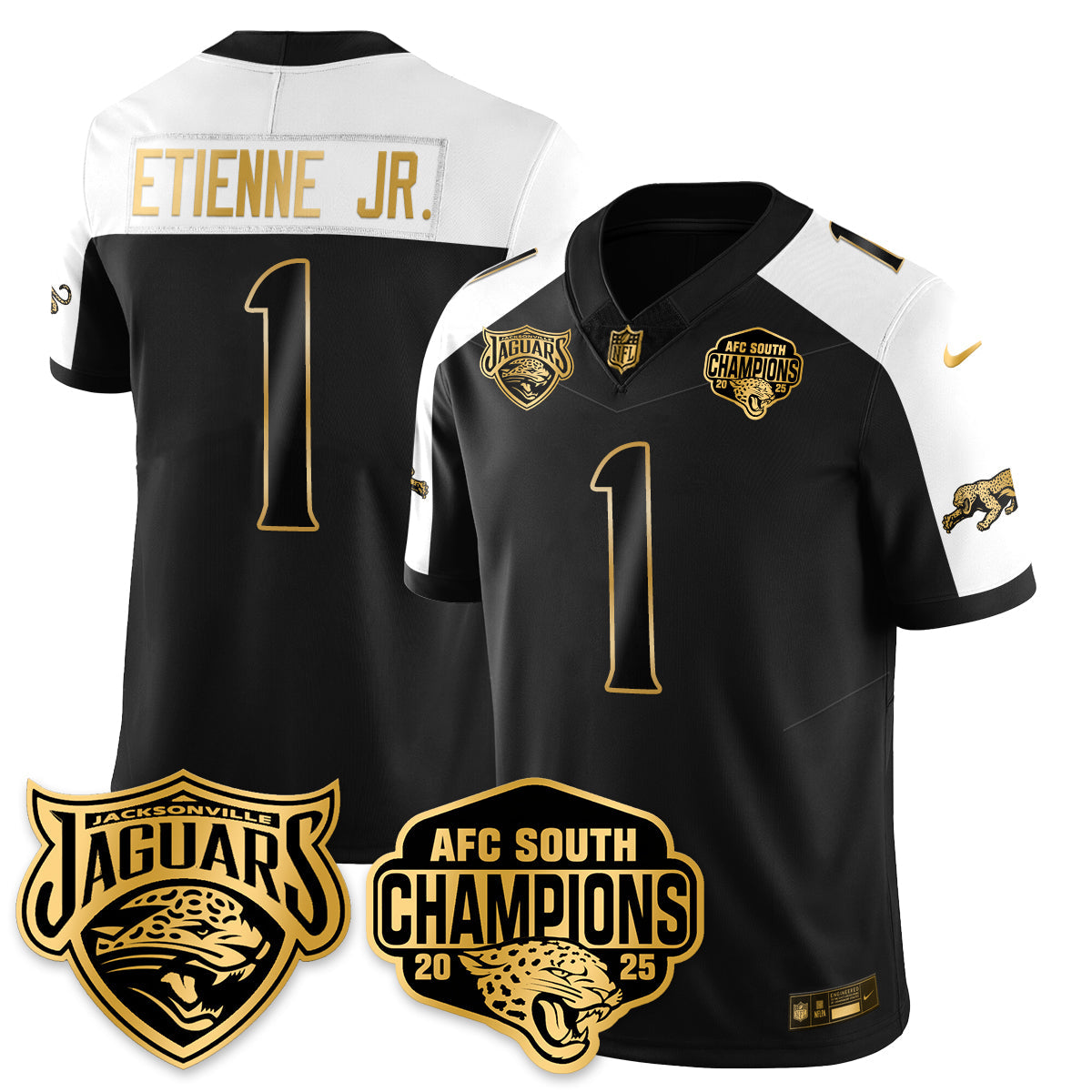 DET AFC South Division Champions Vapor Limited Gold Jersey - All Stitched
