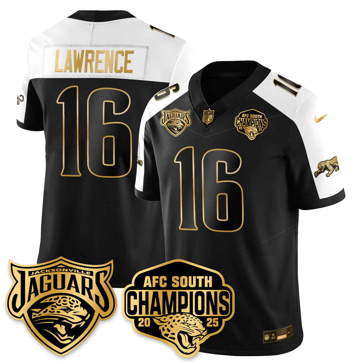 DET AFC South Division Champions Vapor Limited Gold Jersey - All Stitched