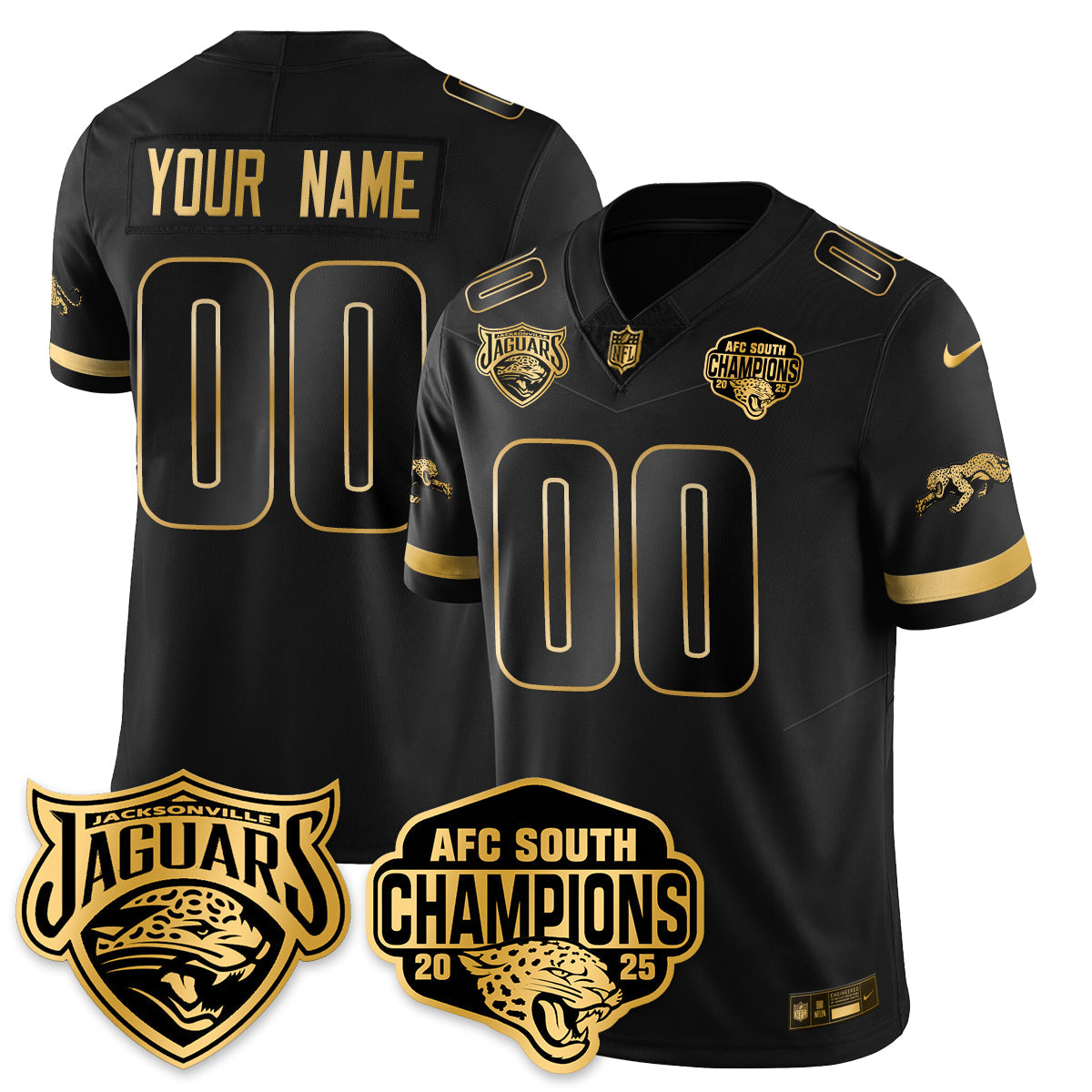 DET AFC South Division Champions Vapor Limited Gold Jersey - All Stitched