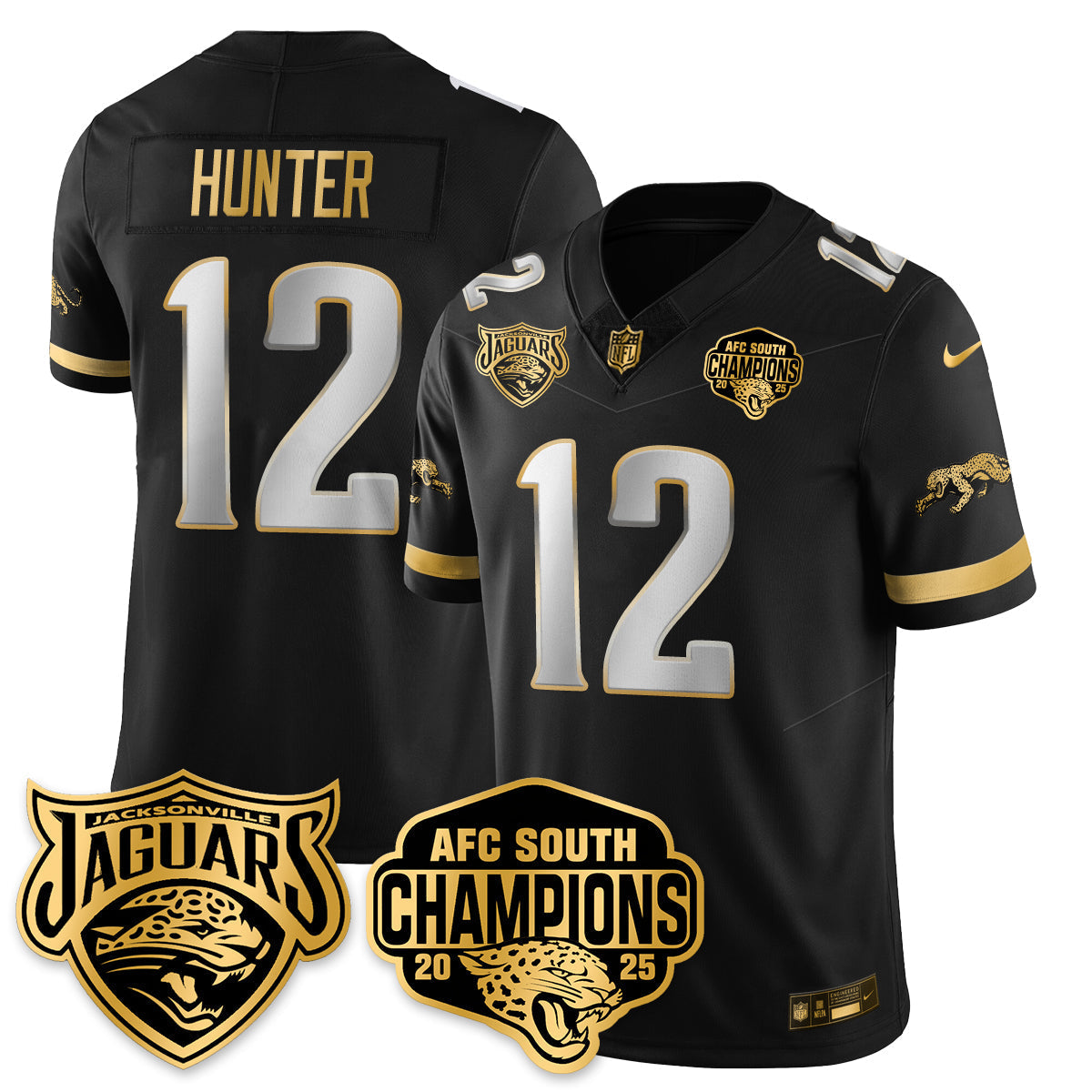 DET AFC South Division Champions Vapor Limited Gold Jersey - All Stitched