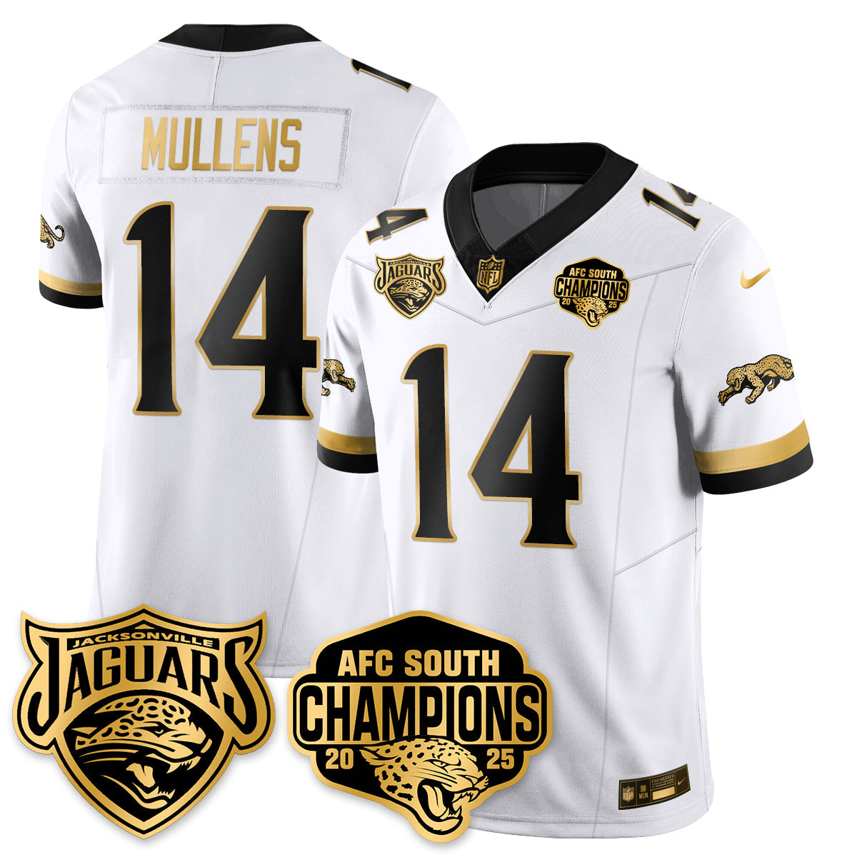 DET AFC South Division Champions Vapor Limited Gold Jersey - All Stitched