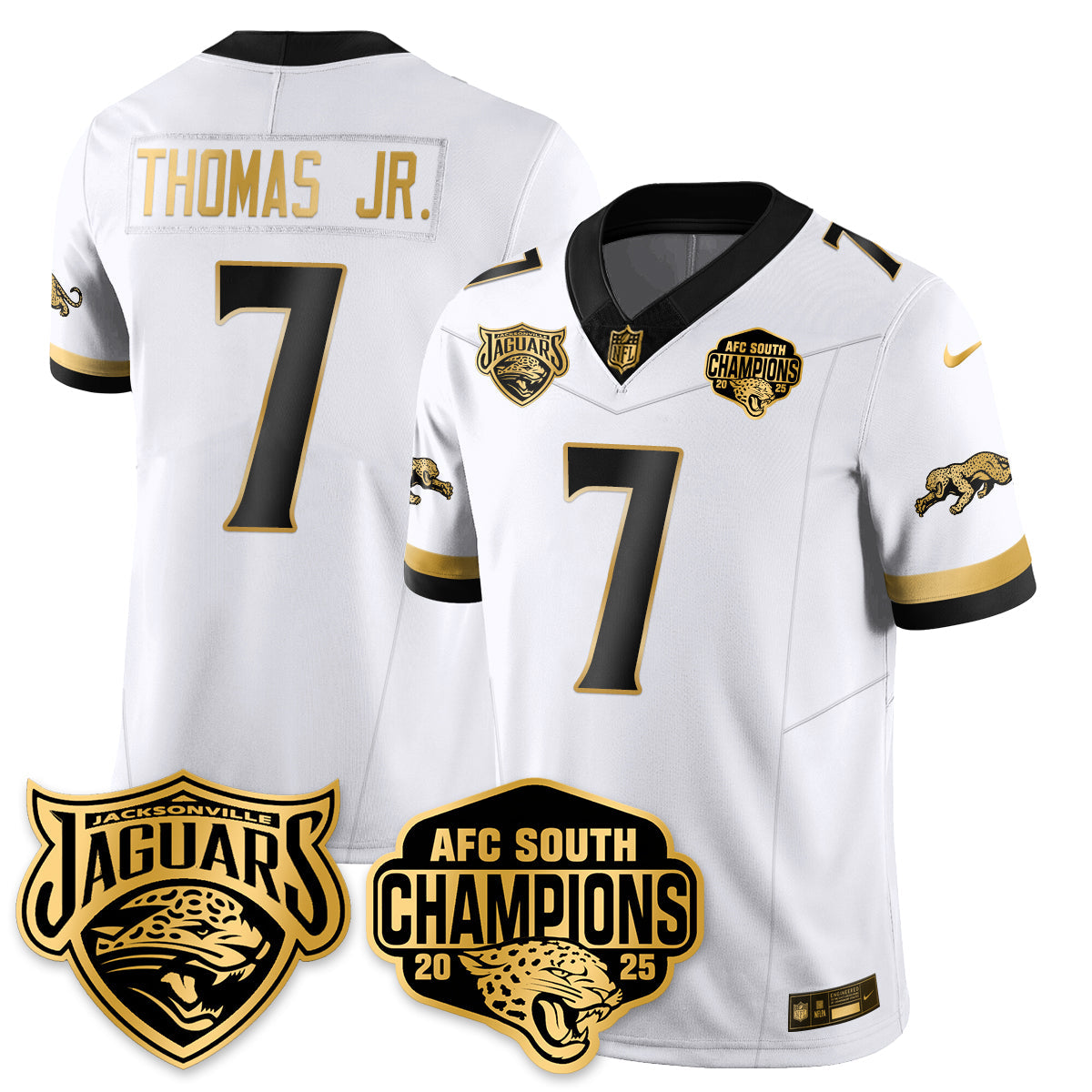 DET AFC South Division Champions Vapor Limited Gold Jersey - All Stitched