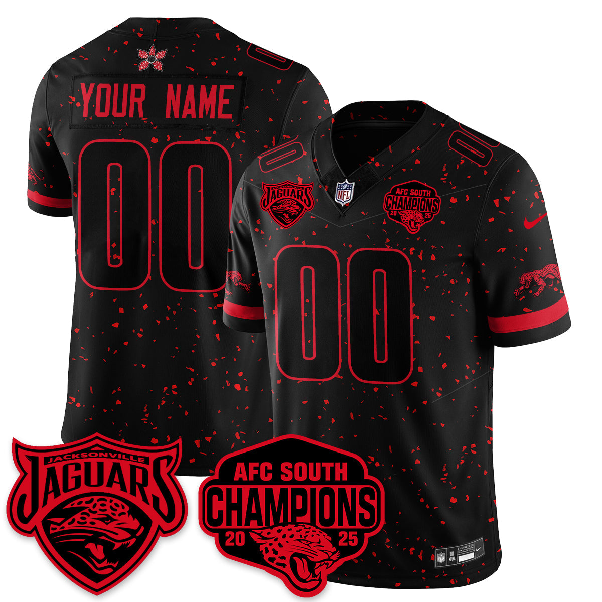 Custom DET Stranger Things AFC South Division Champions Vapor Limited Throwback Jersey - All Stitched