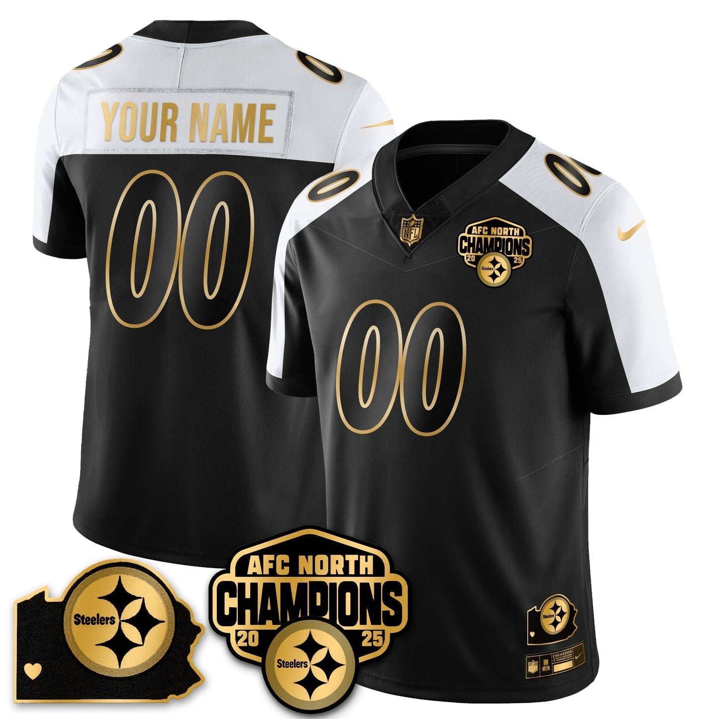 Custom PIT AFC North Division Champions Vapor Limited Gold Jersey N2 - All Stitched