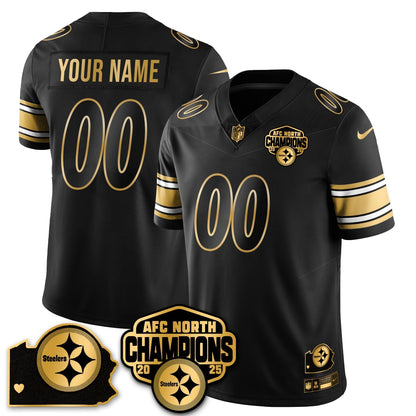 Custom PIT AFC North Division Champions Vapor Limited Gold Jersey - All Stitched