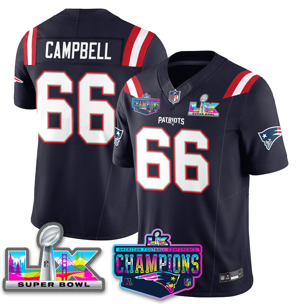 NE 2025 Vapor Jersey - AFC Champions Limited Patch - All Stitched