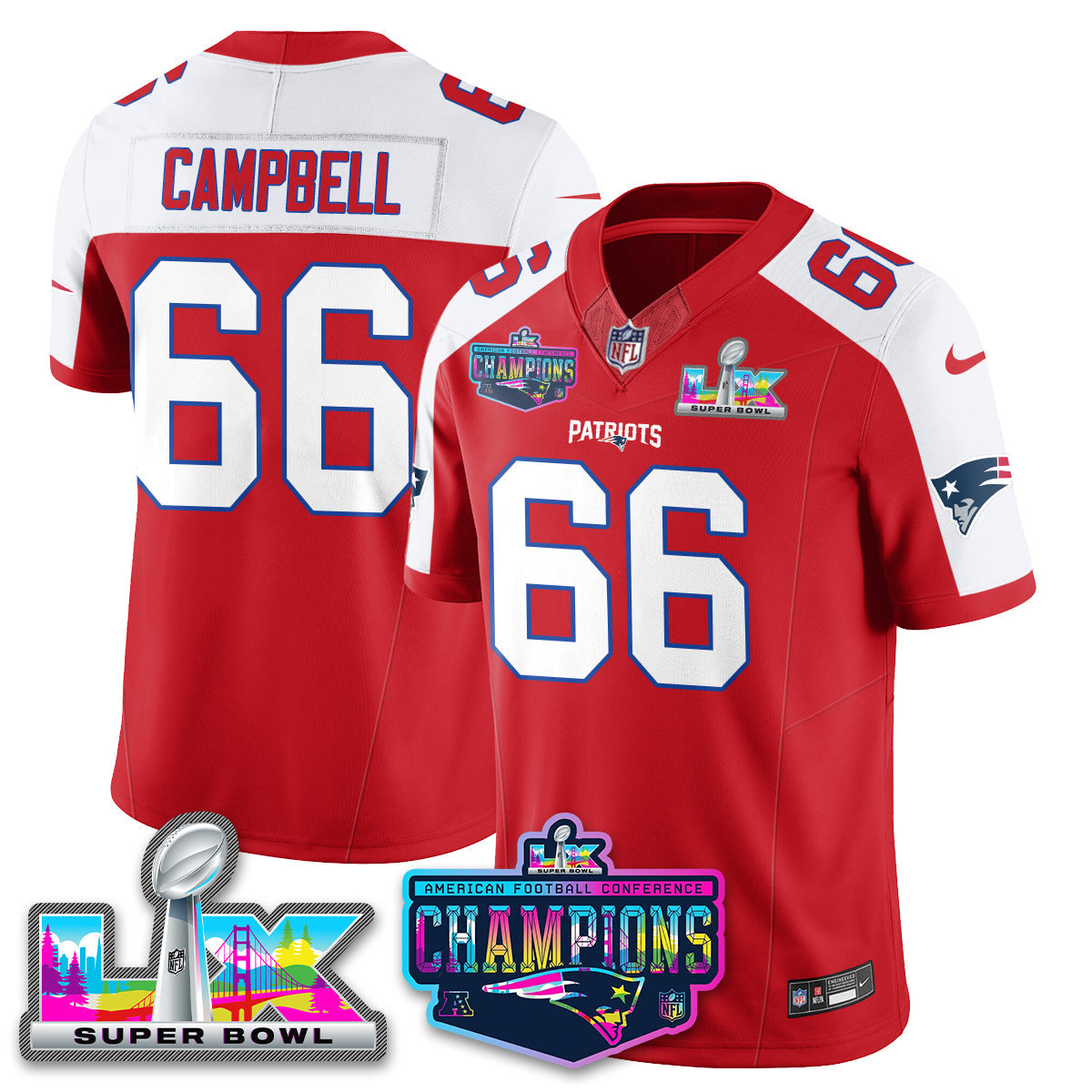 NE 2025 Vapor Jersey - AFC Champions Limited Patch - All Stitched