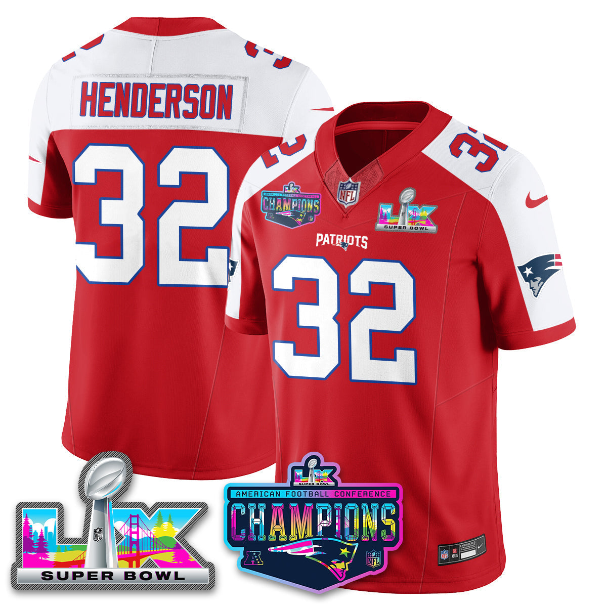 NE 2025 Vapor Jersey - AFC Champions Limited Patch - All Stitched