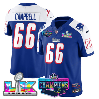 NE 1996 Throwback Limited Vapor Jersey - 2025 AFC Champions Limited Patch - All Stitched