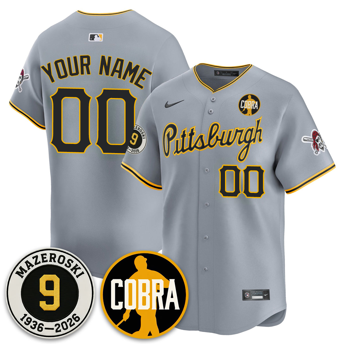 PIT Memories Vapor Limited Custom Jersey - Bill Mazeroski Patch - All Stitched