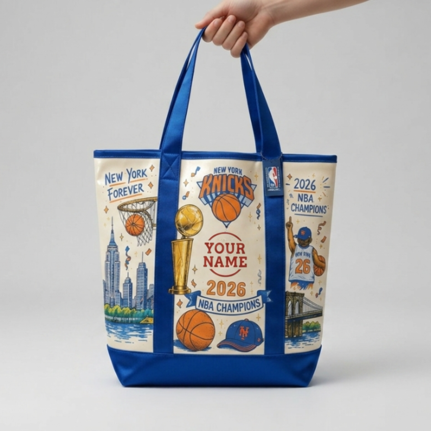 NYK 2026 Basketball Champions Custom Printed Canvas Tote Bag