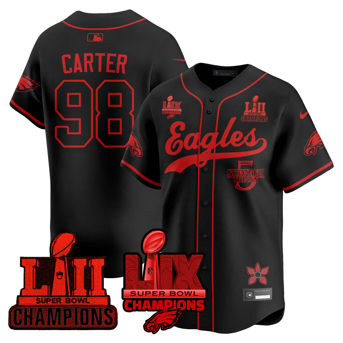 PHI Stranger Things Vapor Limited Baseball Jersey - All Stitched