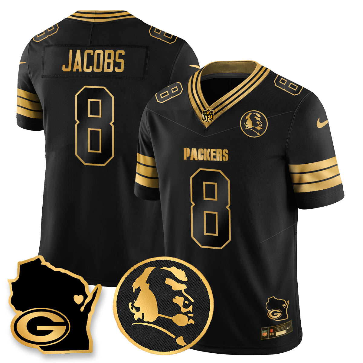 GB 4-Time Champions Vapor Limited Jersey - John Madden Patch - All Stitched