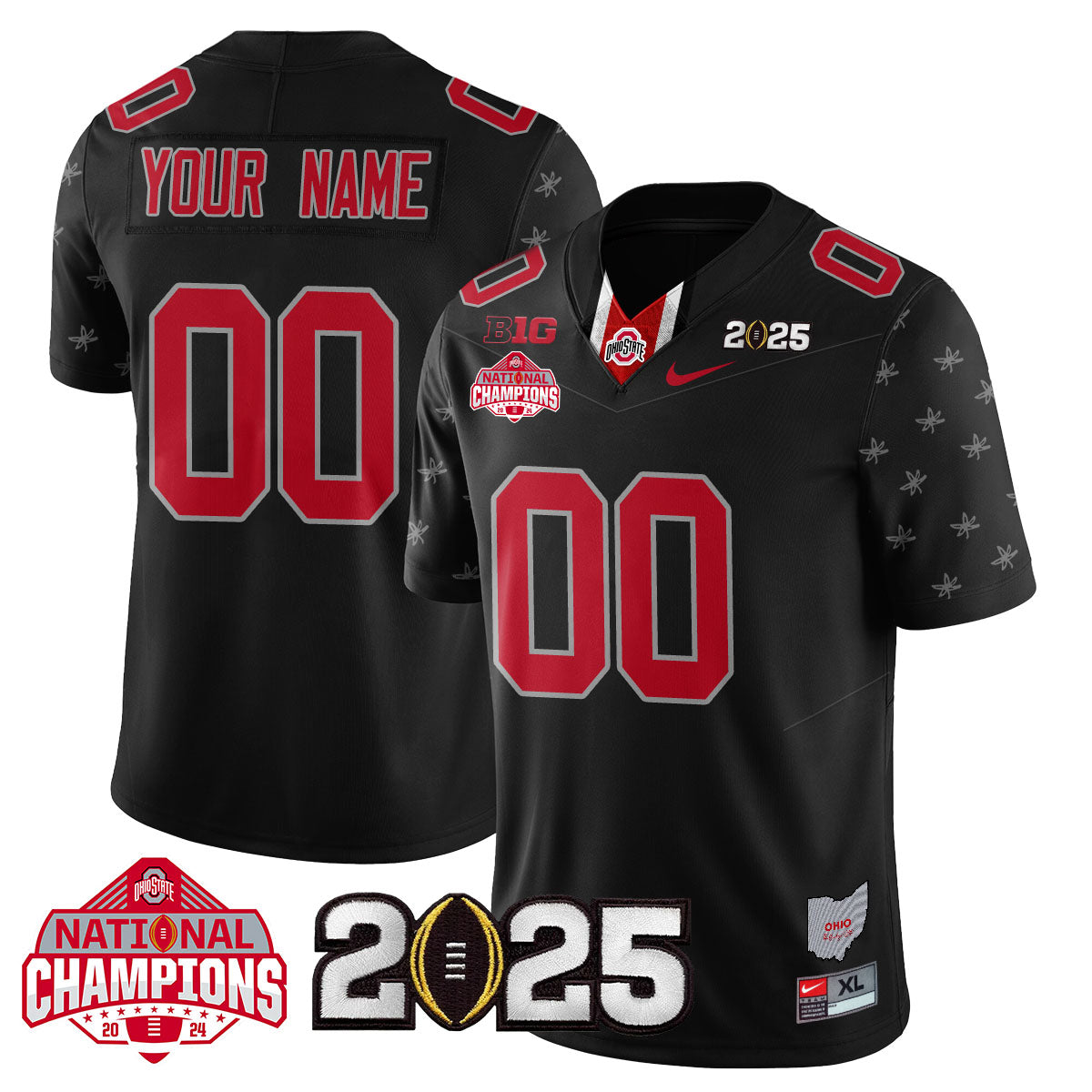 Custom Name/Gender OSU 'Heritage Stripe' 2025 CFP Patch - National Champions Jersey N19 - All Stitched