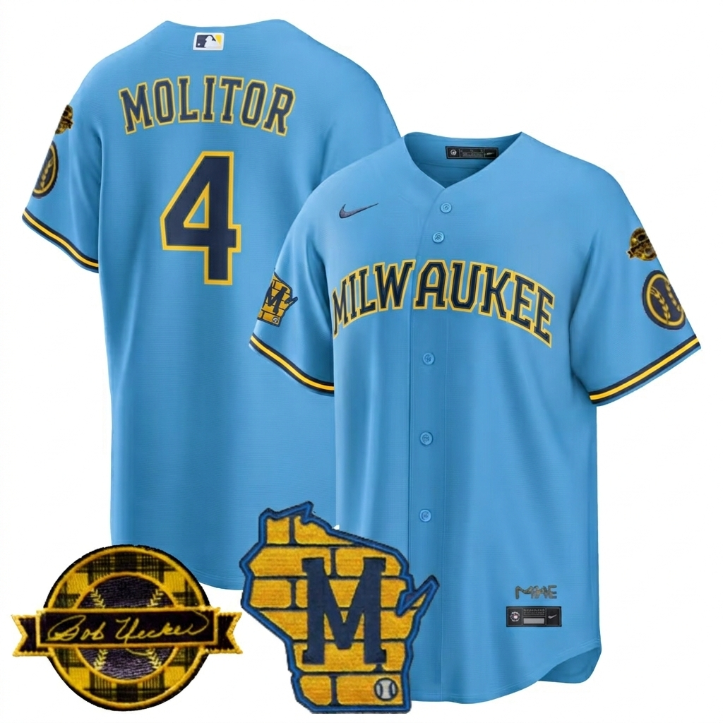 MIL Bob Uecker Patch Vapor Limited Jersey - All Stitched