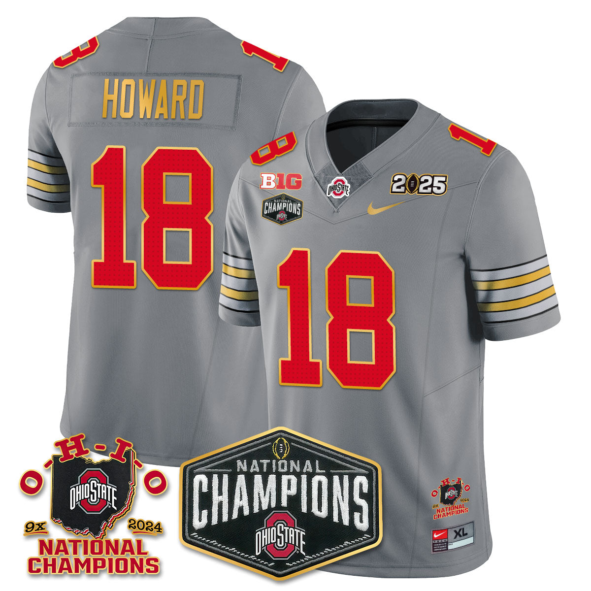 OSU 'Heritage Stripe' 2025 CFP Patch - National Champions Jersey N8 - All Stitched