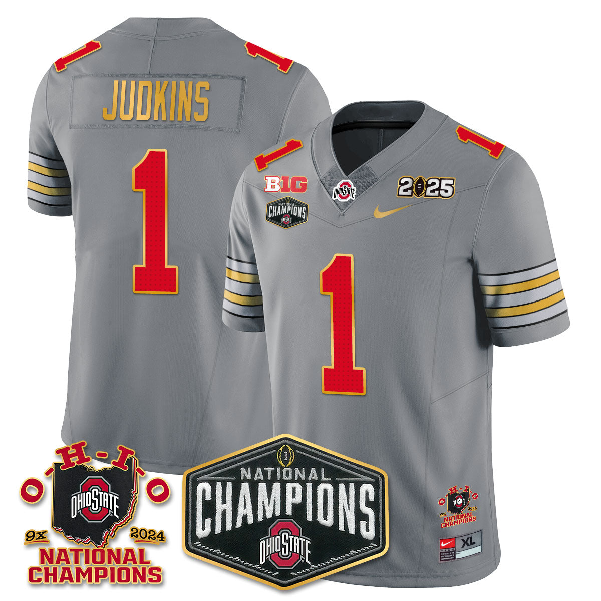 OSU 'Heritage Stripe' 2025 CFP Patch - National Champions Jersey N8 - All Stitched