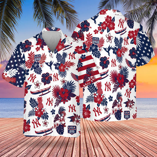 NYY Special Semiquincentennial Hawaiian Design Button Shirt V2