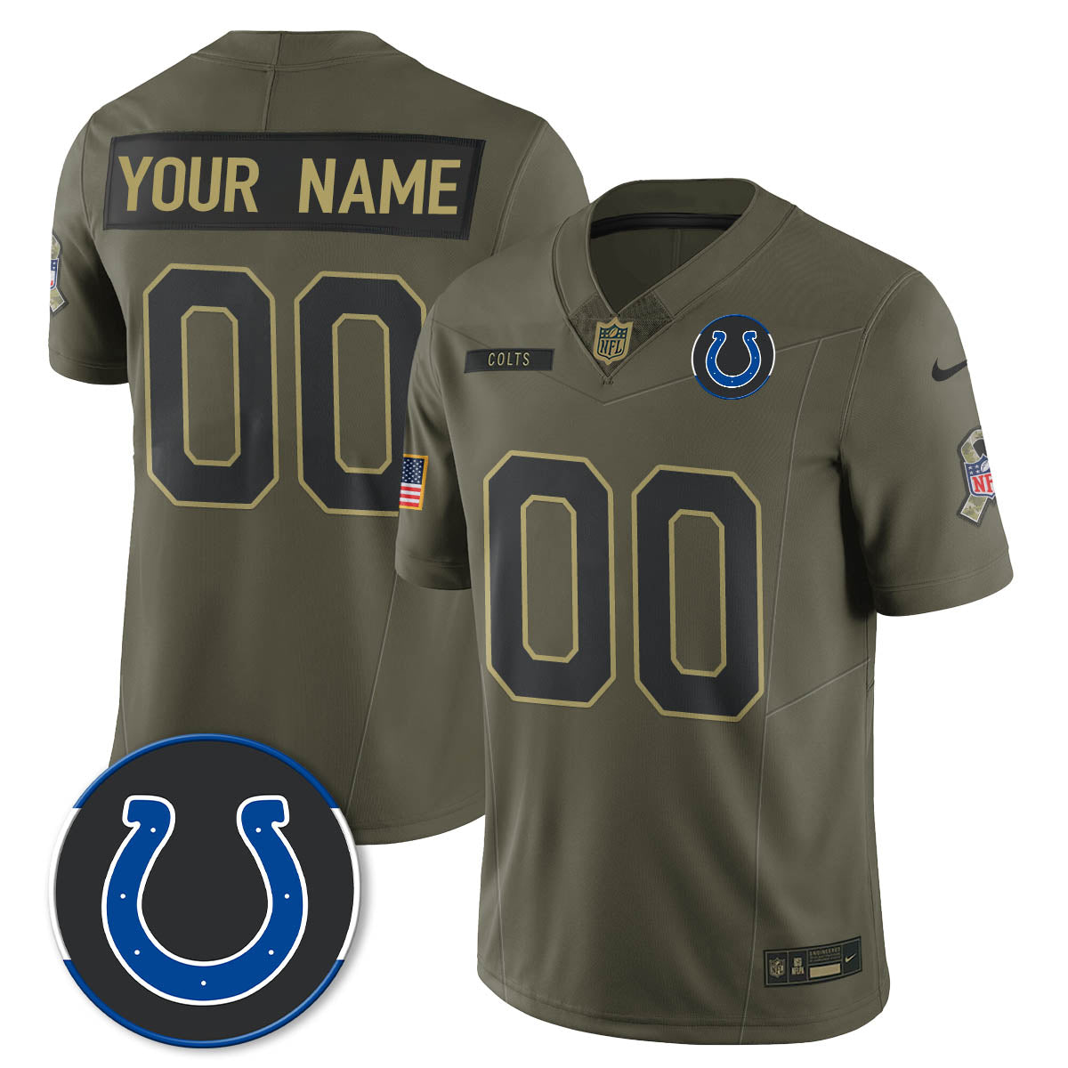 Custom IND 2025 Salute to Service Limited Jersey - All Stitched
