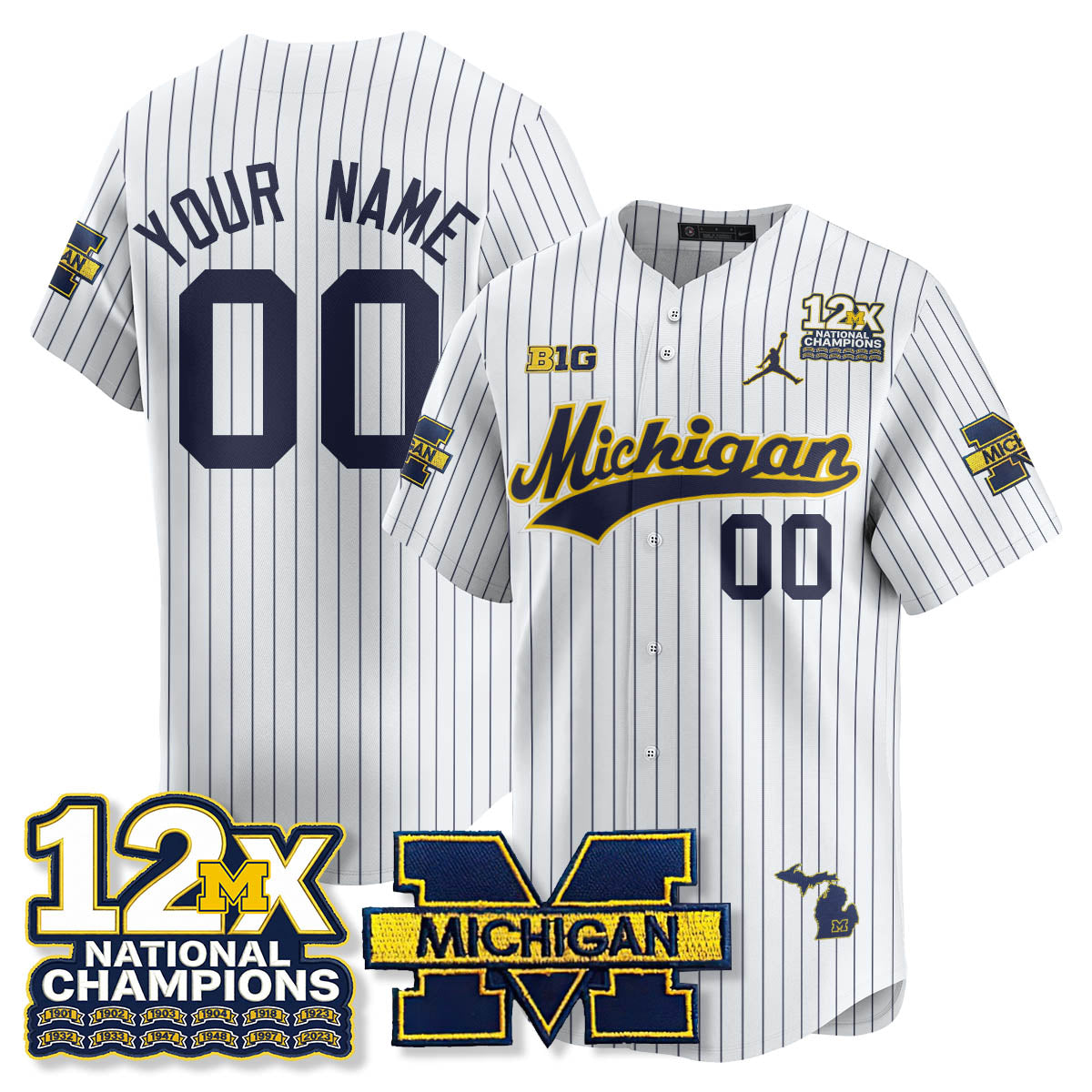 MICH 12x-Time National Champions Baseball Limited Jersey - All Stitched