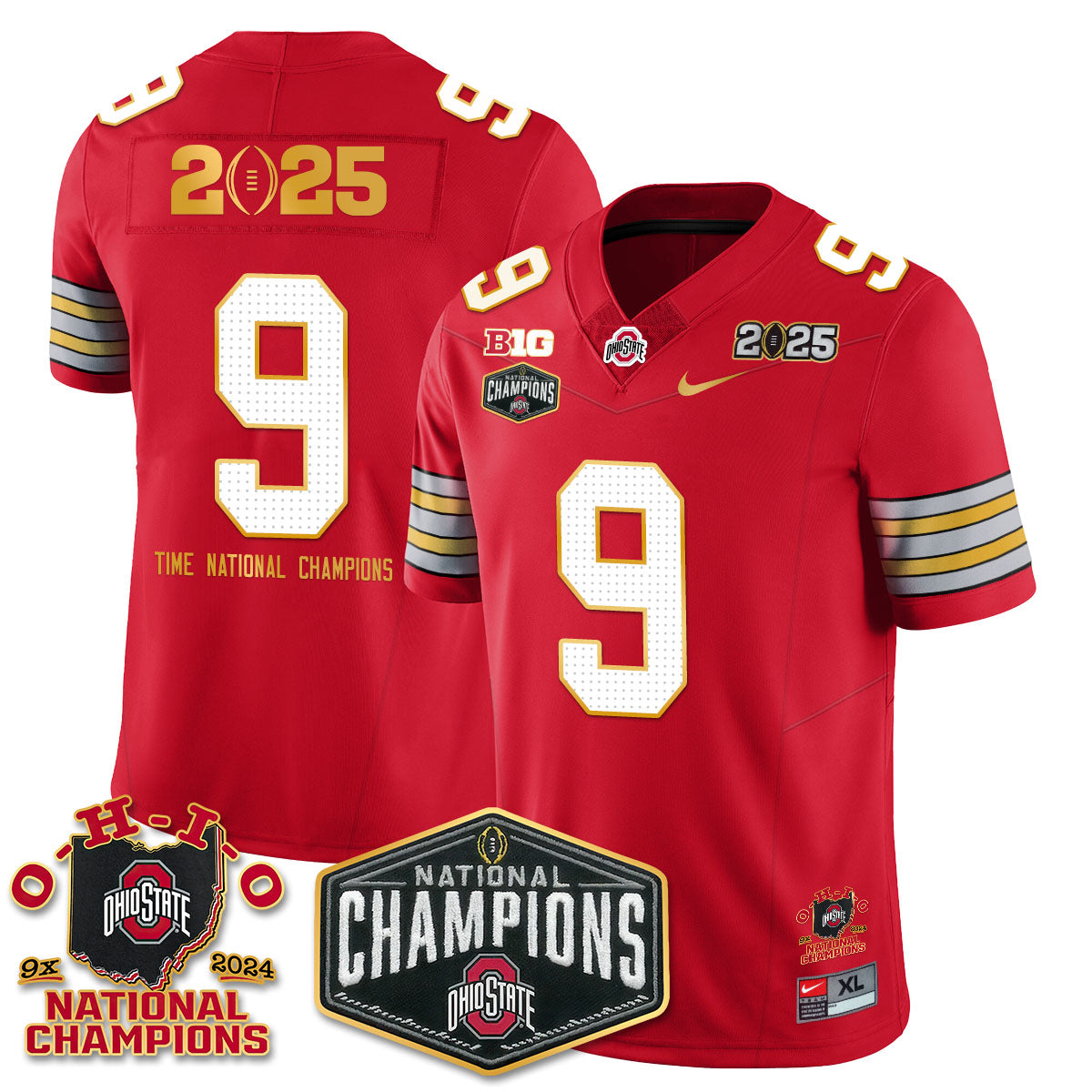 OSU 'Heritage Stripe' 2025 CFP Patch - National Champions Jersey N8 - All Stitched