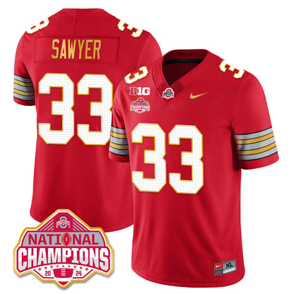 OSU 'Heritage Stripe' 2025 CFP Patch - National Champions Gold Jersey - All Stitched