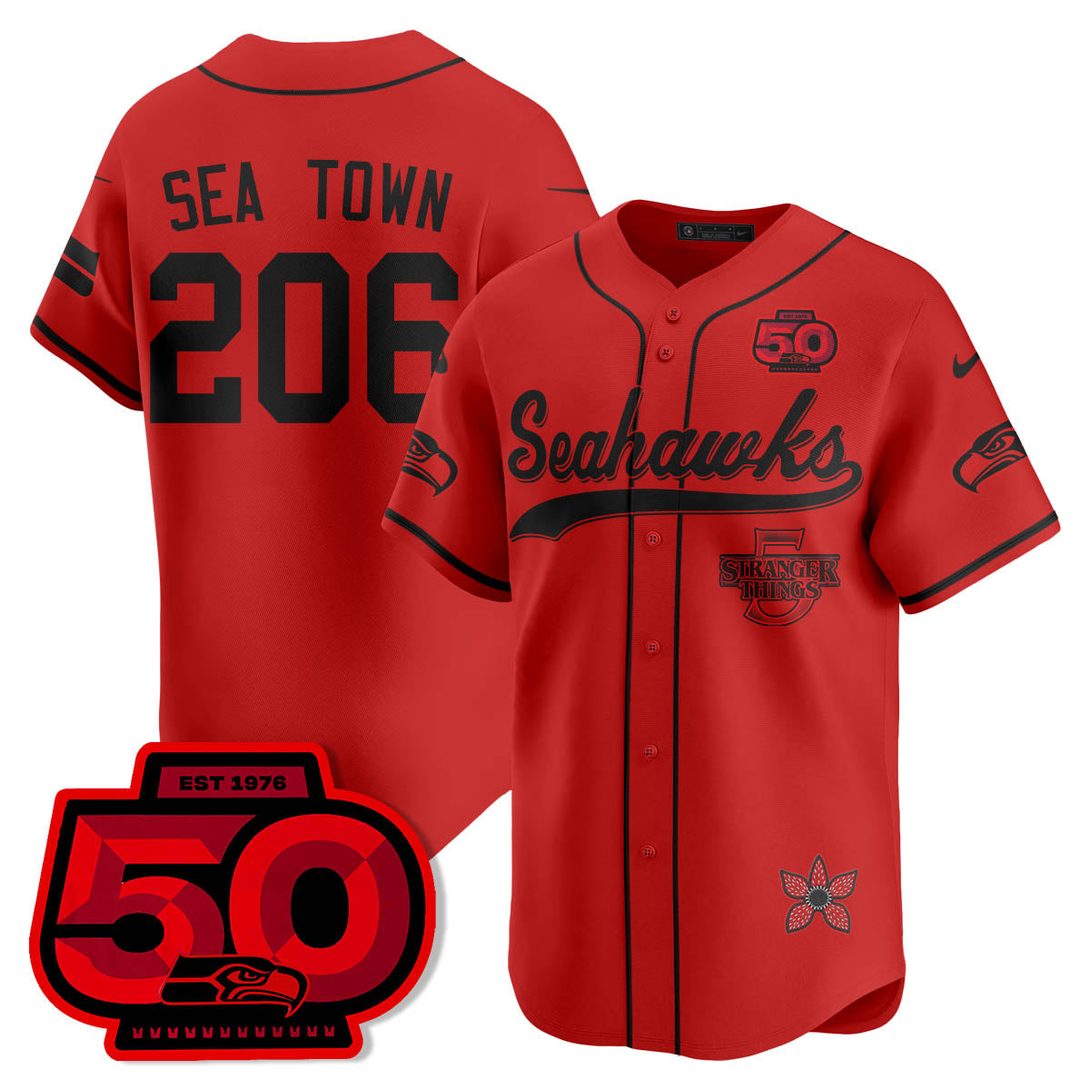 SEA Stranger Things Vapor Limited Baseball Jersey - All Stitched