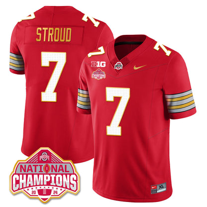 OSU 'Heritage Stripe' 2025 CFP Patch - National Champions Gold Jersey - All Stitched