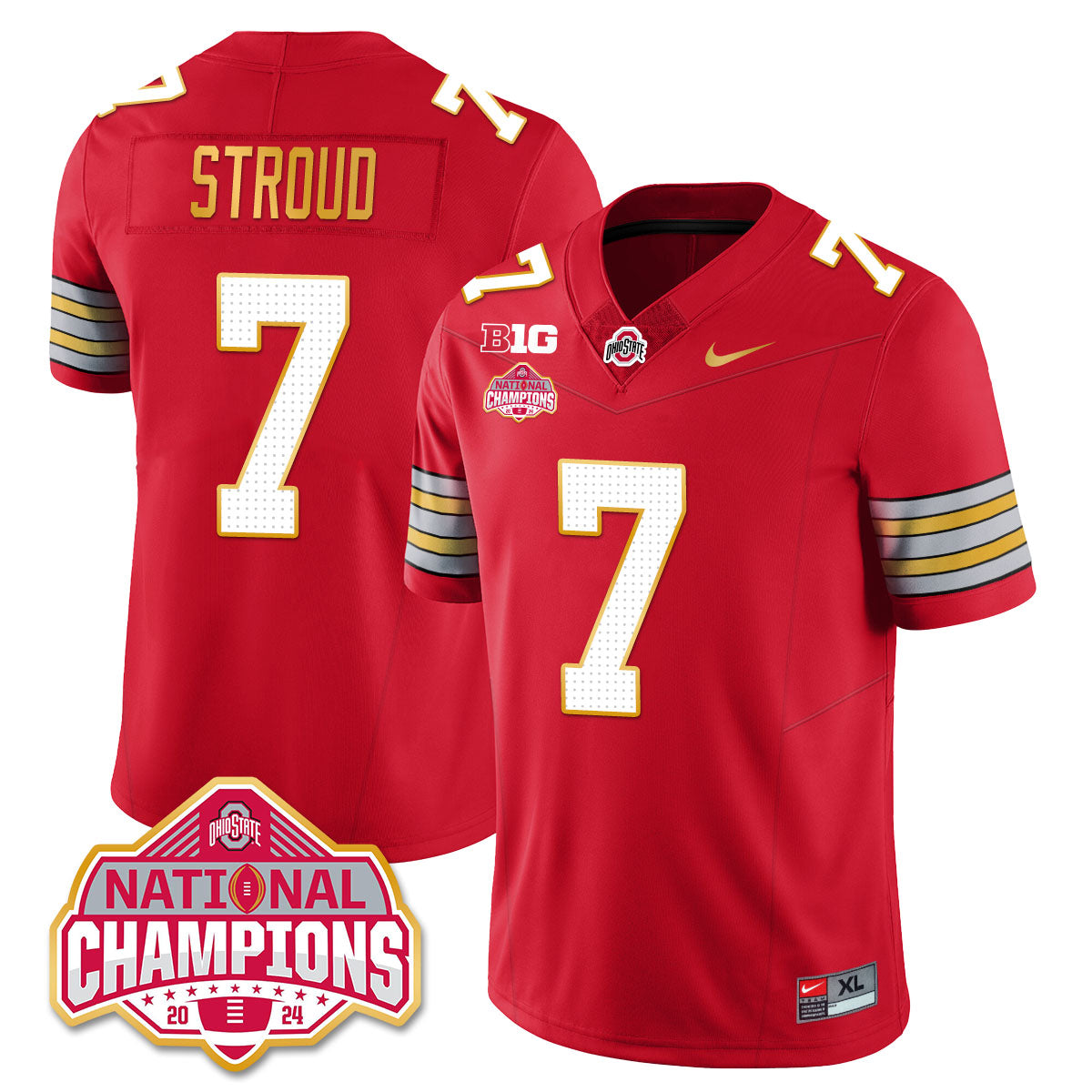 OSU 'Heritage Stripe' 2025 CFP Patch - National Champions Jersey N19 - All Stitched