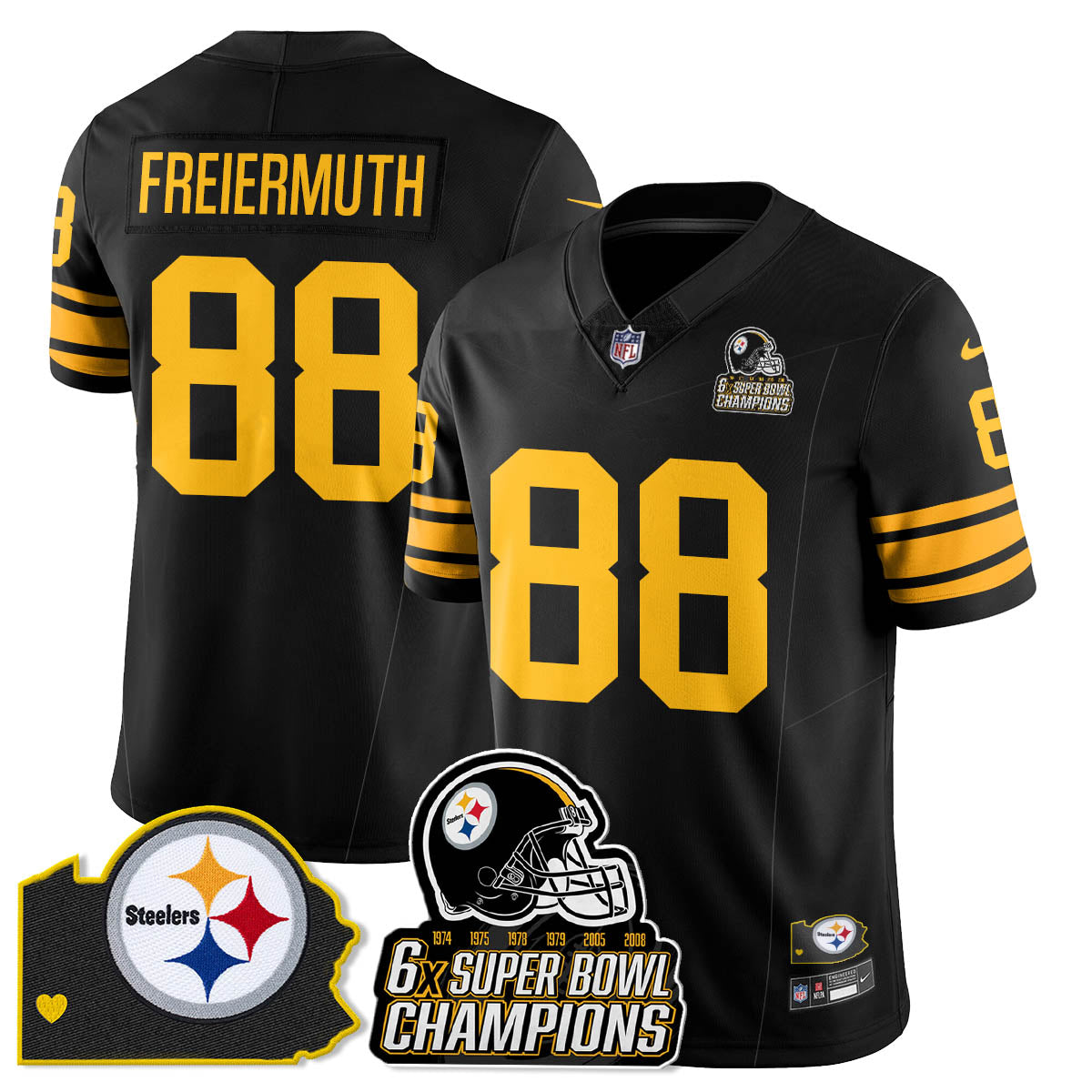 PIT 6-Time Champions Patch Vapor Limited Jersey - All Stitched