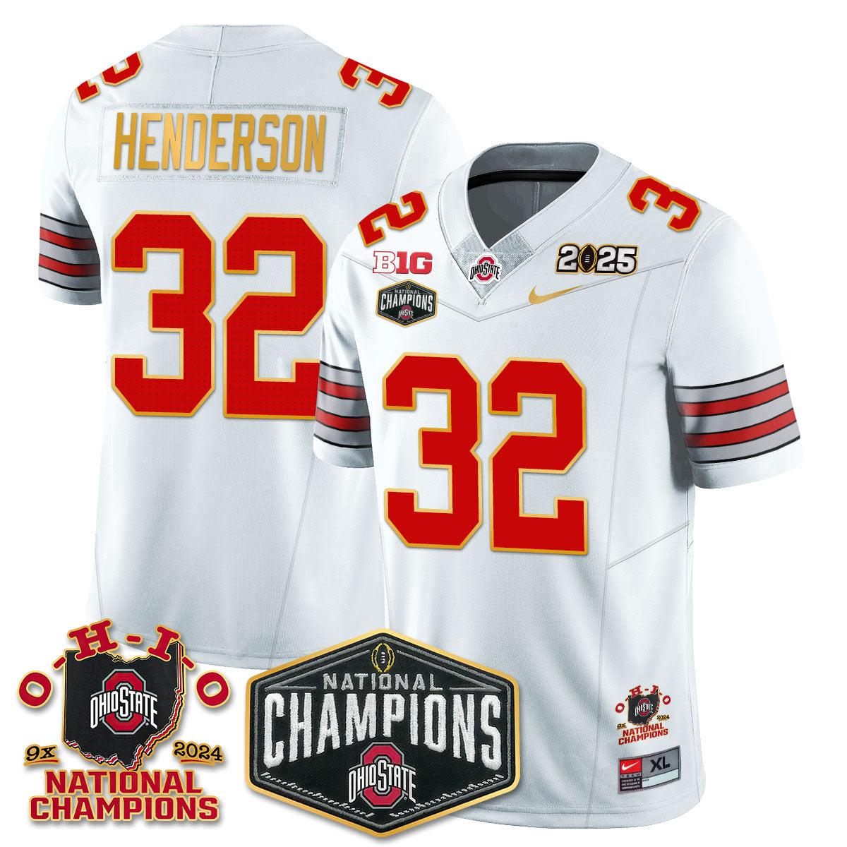 OSU 'Heritage Stripe' 2025 CFP Patch - National Champions Jersey N8 - All Stitched